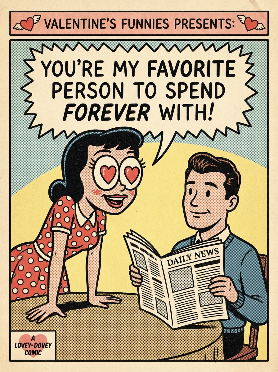 Comic Style Valentine's Day Card Messages to Wife