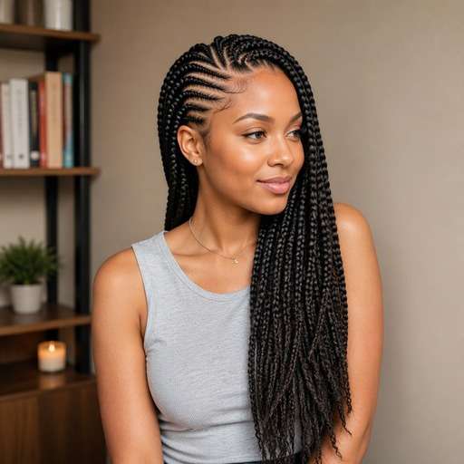 Curved Side Cornrows hairstyle photo preview