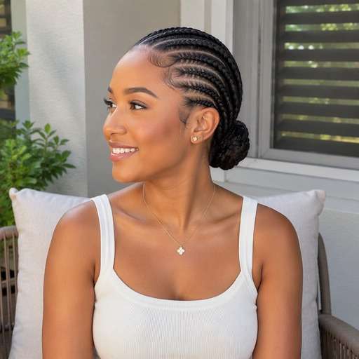 Cornrows Into Low Bun hairstyle photo preview