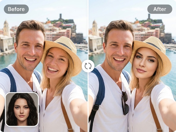 Romantic couple face swap result