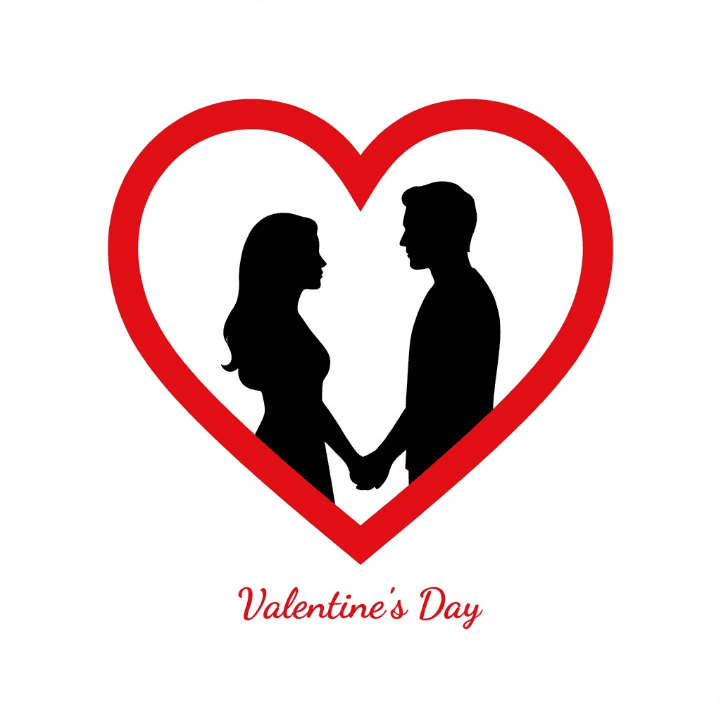 Couple silhouette heart clipart