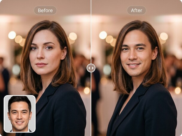 Valentine Card Couple Face Swap Comparison