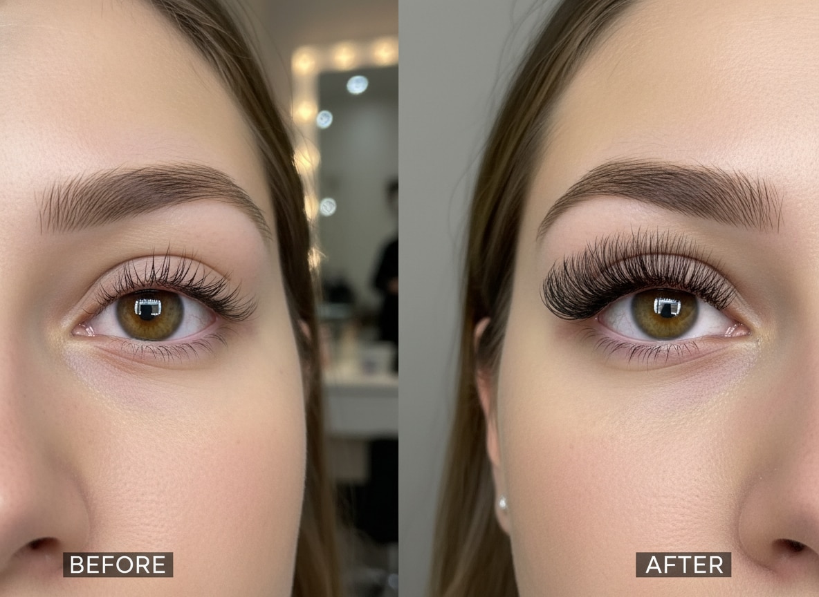 Close up of beautiful eyelash extensions