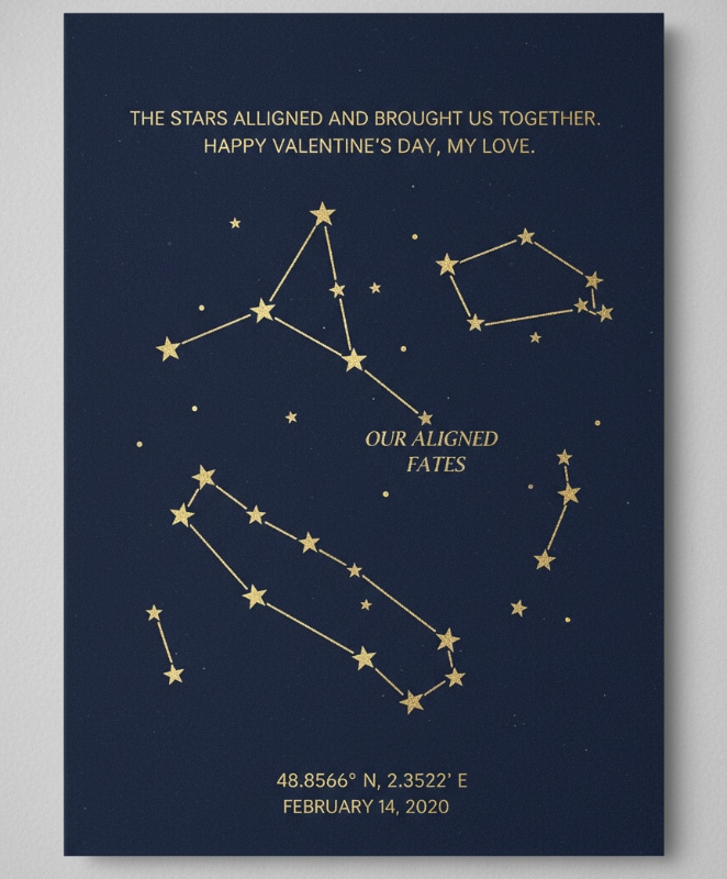 Custom Star Constellation Valentines Card Girlfriend Night Sky Romantic