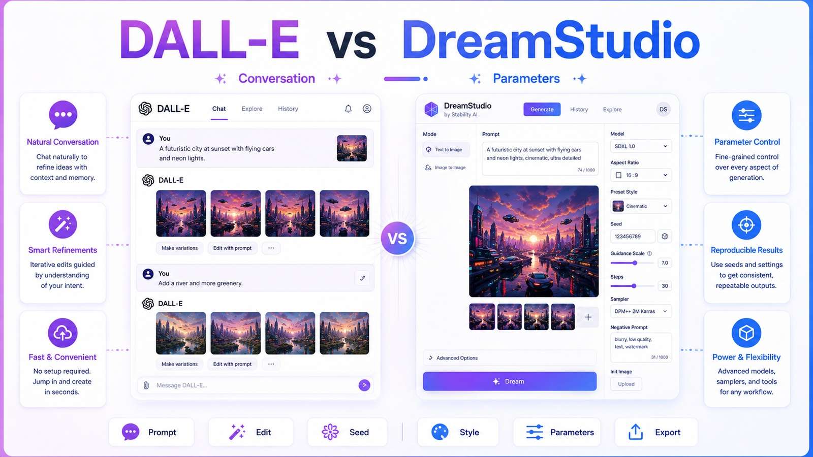 DALL-E VS DreamStudio: Choose the Editing Loop You Can Reproduce