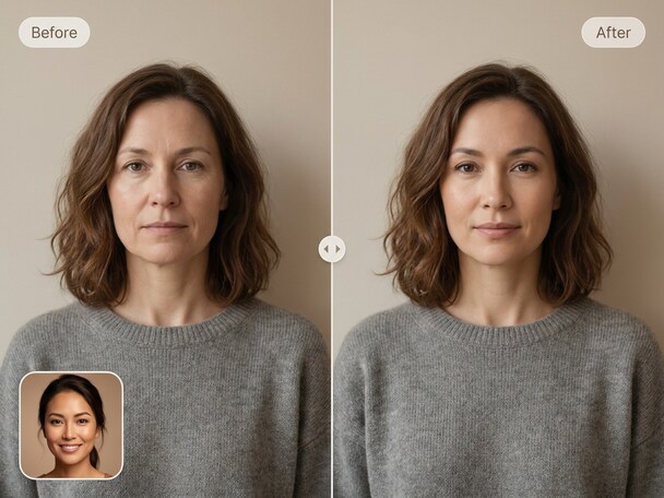 Deepfake face swap before and after comparison photo