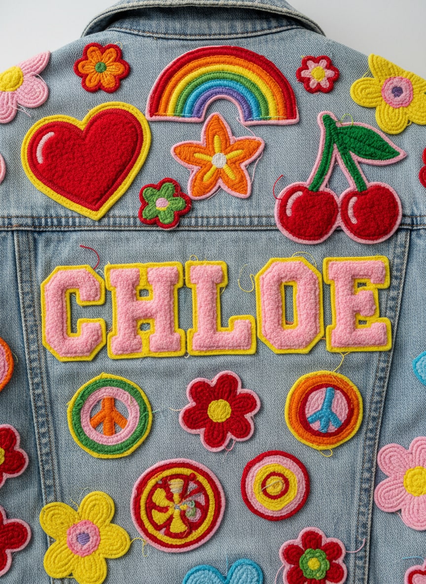 Denim Embroidered Patches Texture