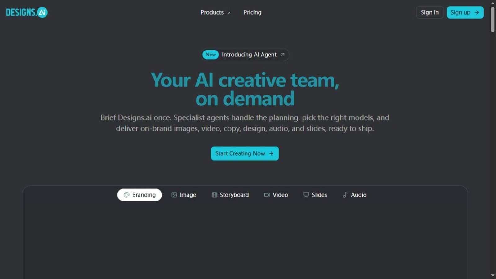 Designs.ai official multi-format design platform interface