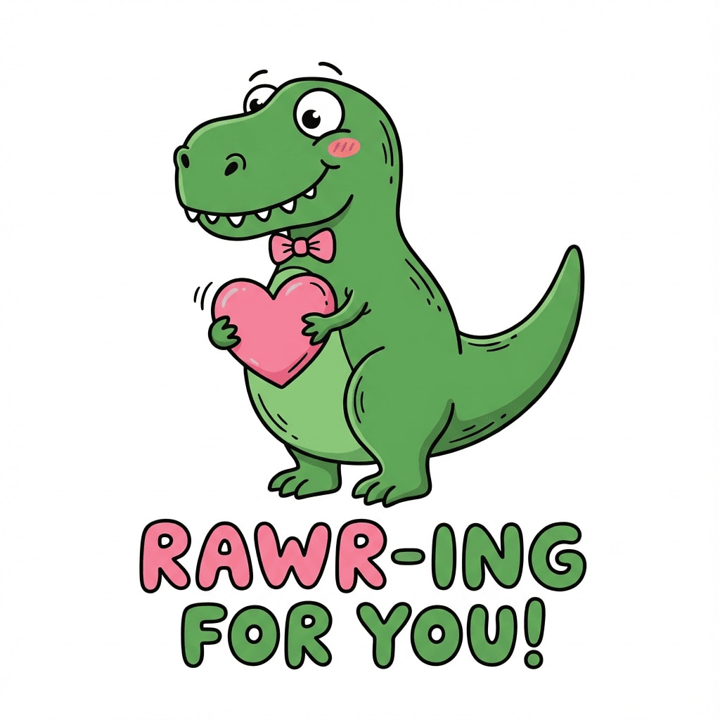 Dinosaur T-Rex heart clipart
