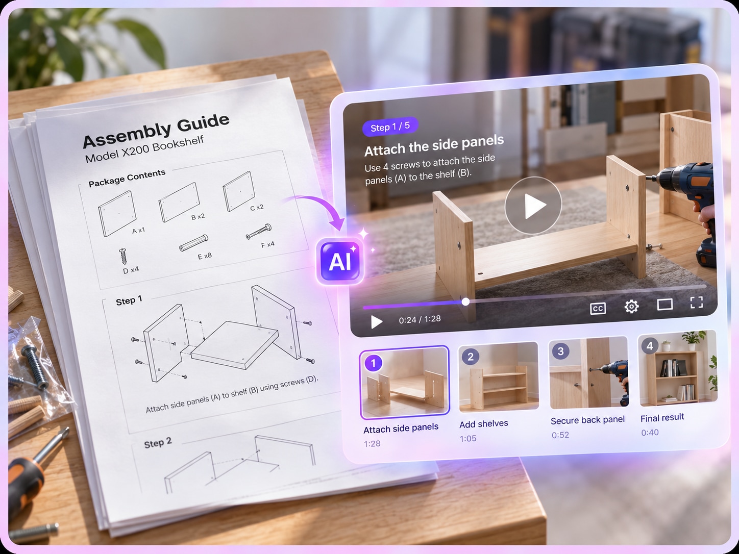 Convert employee onboarding DOC and SOP documents into training videos