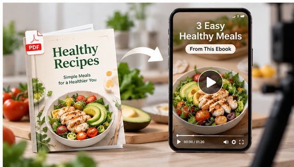 Repurpose ebook PDF content into engaging short AI videos for social media