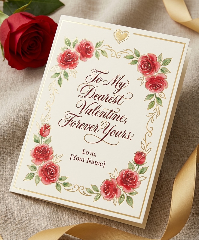 Elegant Romantic Valentine's Day Card for Boyfriend with Roses