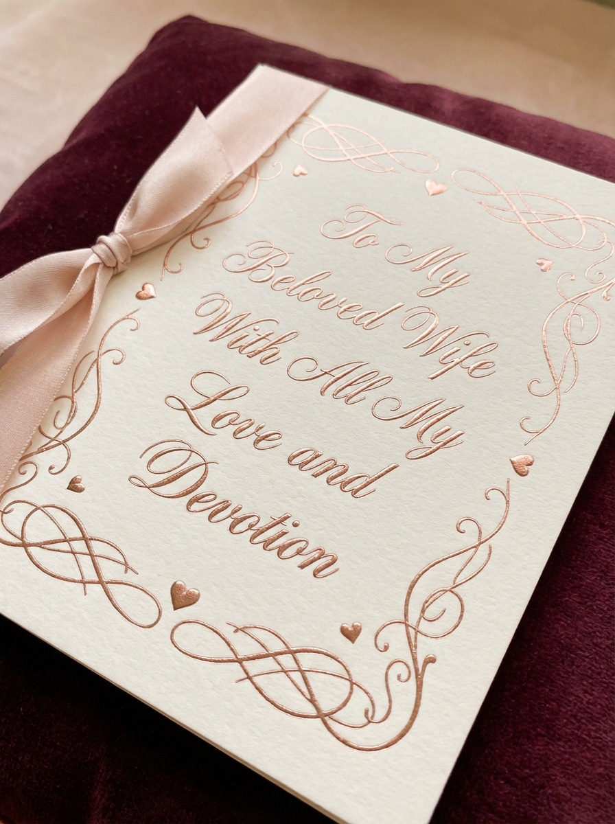 Elegant Script Valentine Card Message for Wife