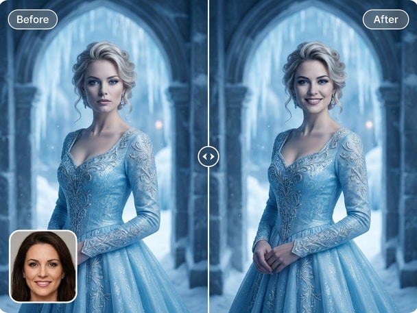 AI Elsa face swap example