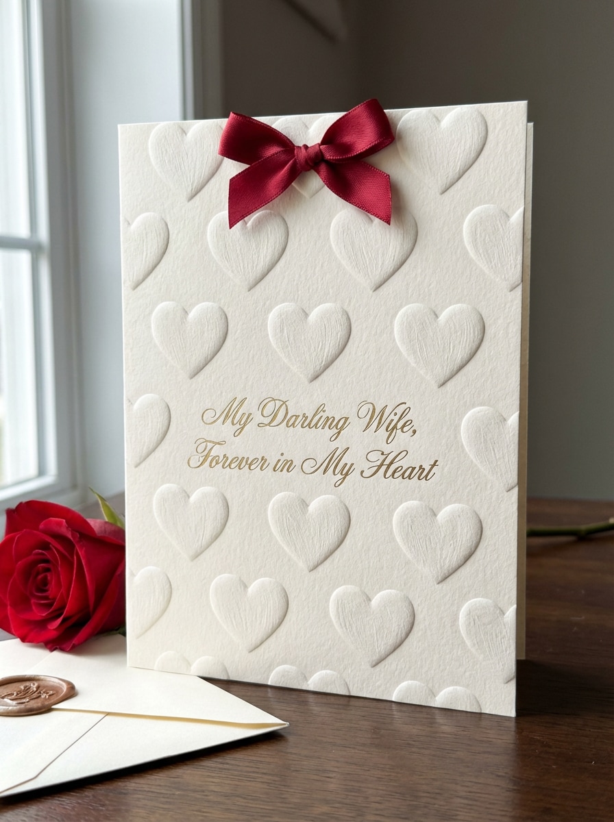 Embossed Valentine's Day Card Messages to Wife