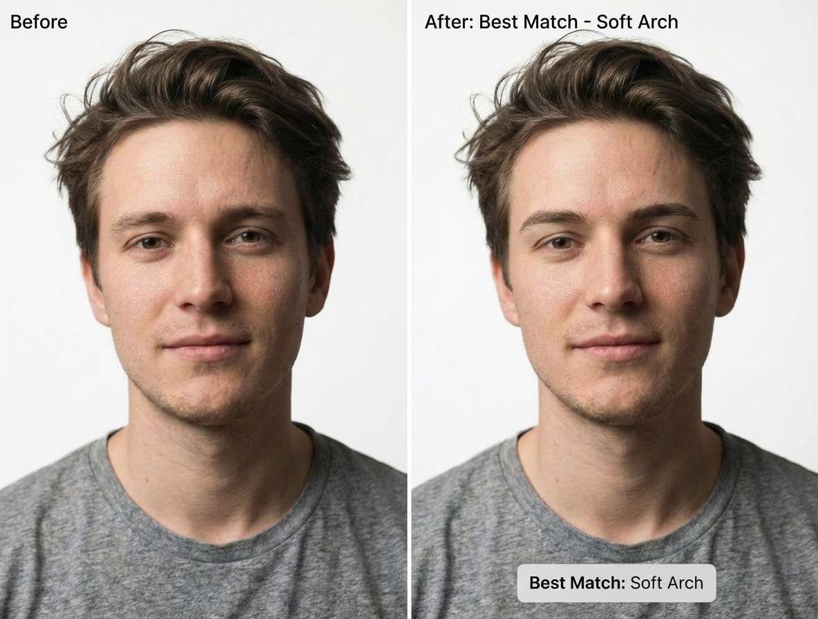 brow shape analyzer report for female face showing eyebrow shape detector and best brow shape for my face