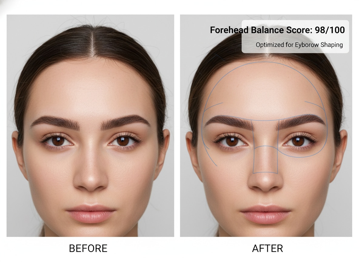 Eyebrow shaping mapped to forehead proportions