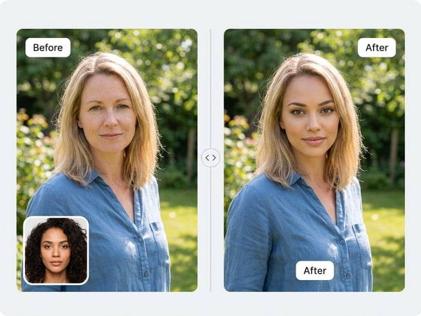 AI face cutout swap of two portraits blending seamlessly