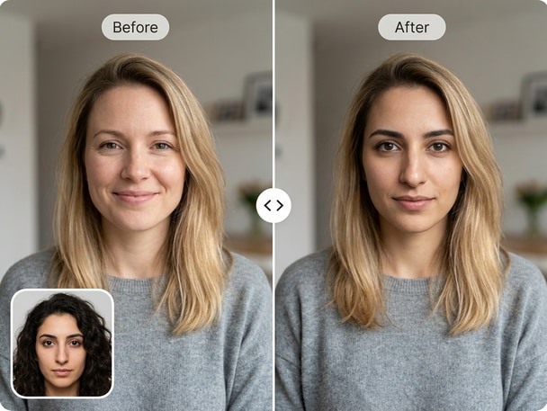 Group photo with swapped faces using AI cutout tool