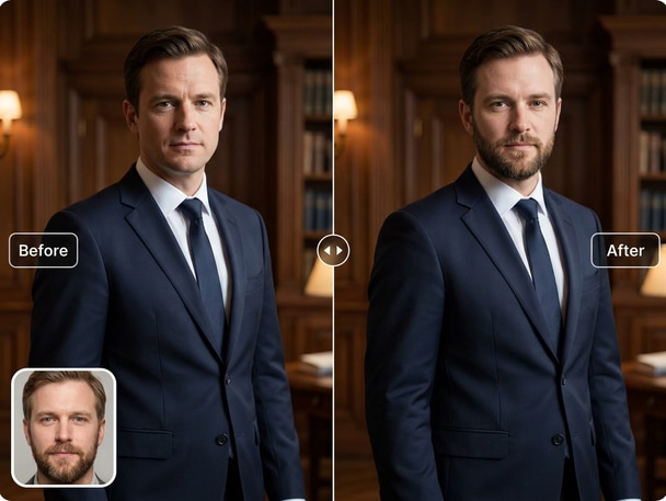 AI face onto body example preview