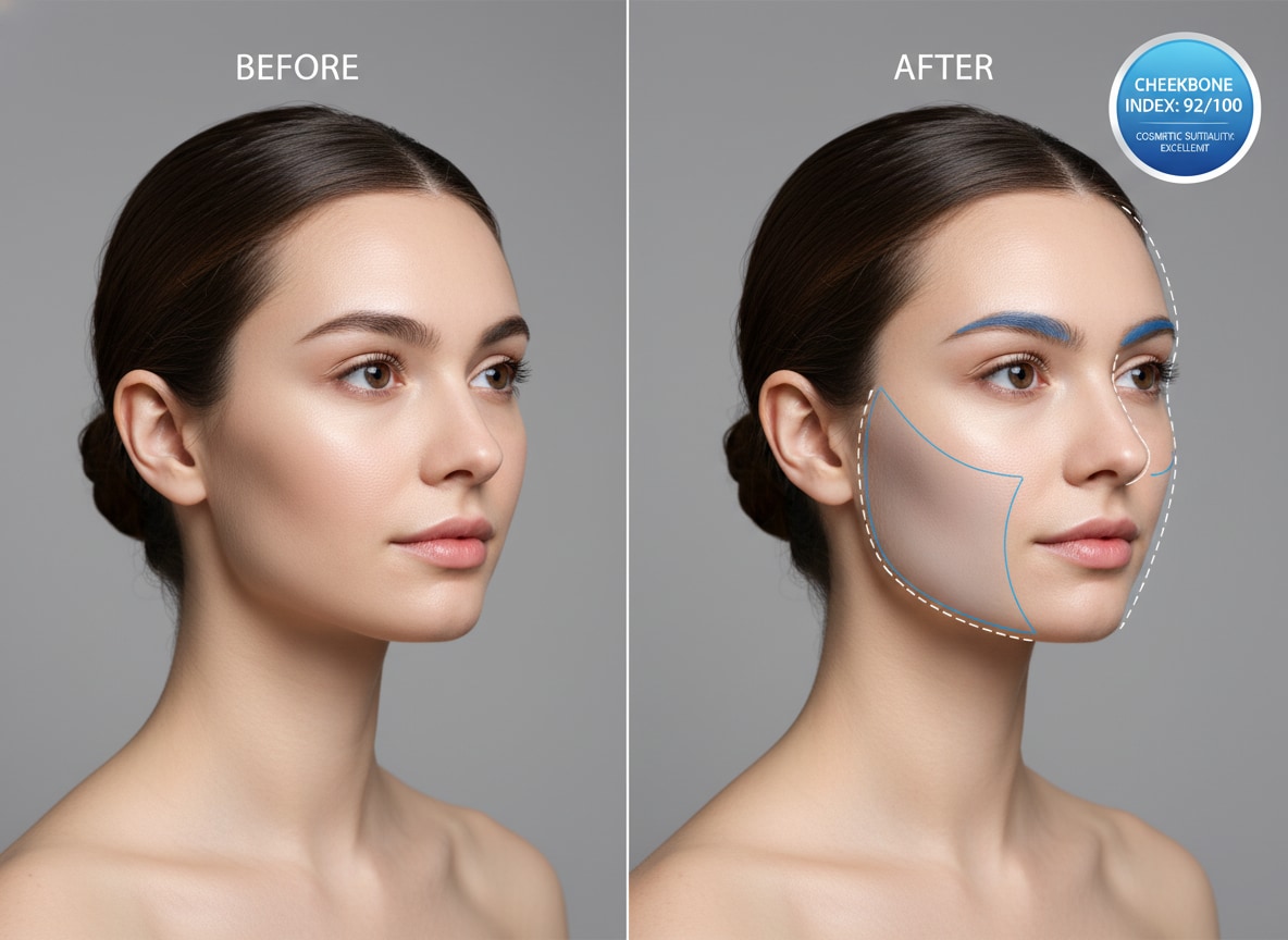 Visualizing facial aesthetics and cheekbone height