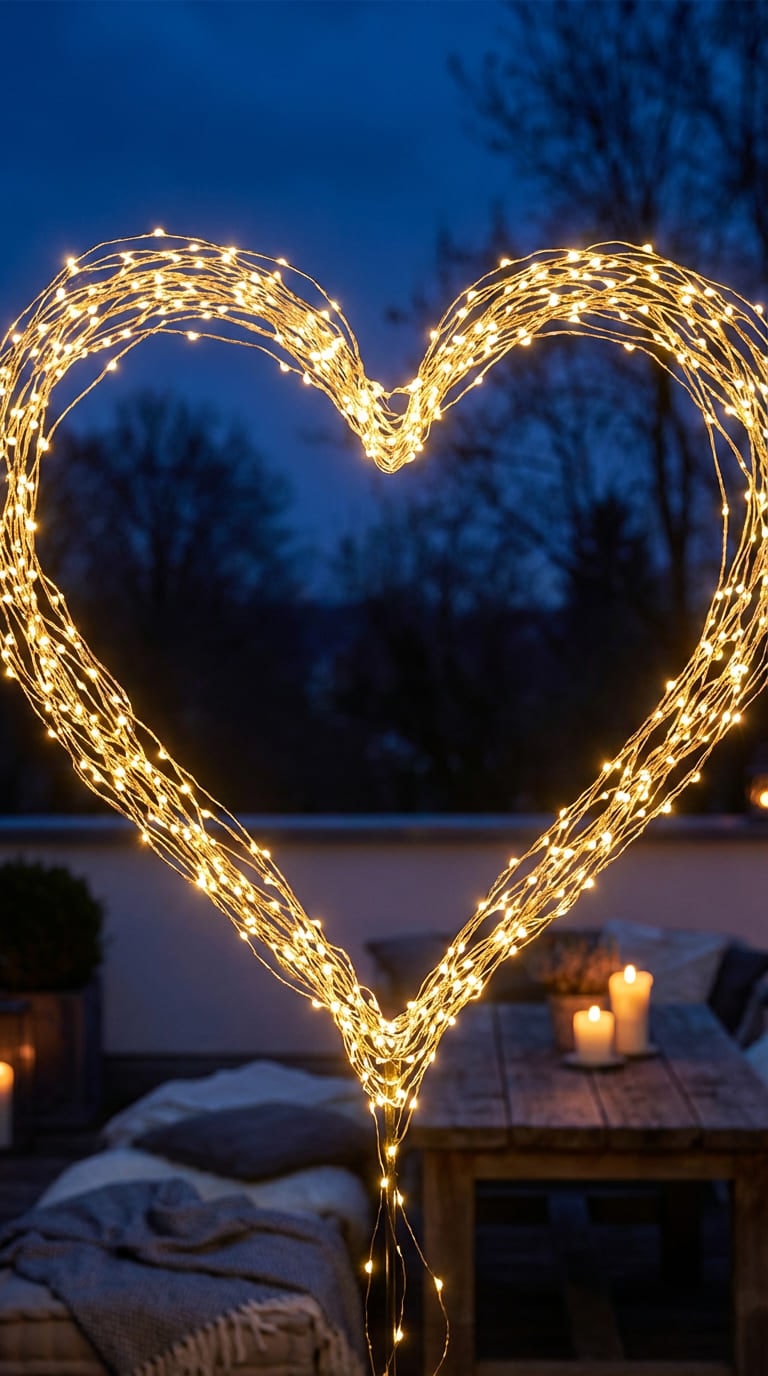 Glowing heart fairy lights wallpaper