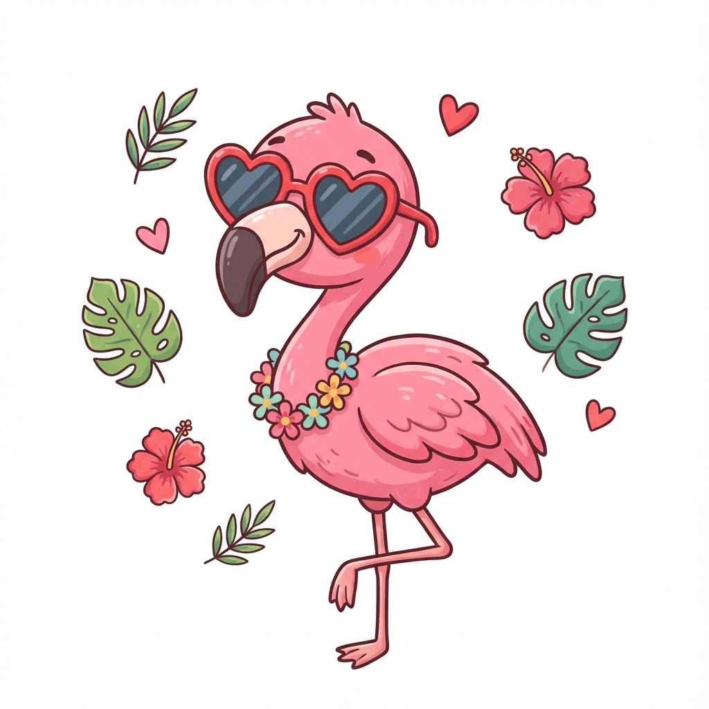 Flamingo heart sunglasses clipart