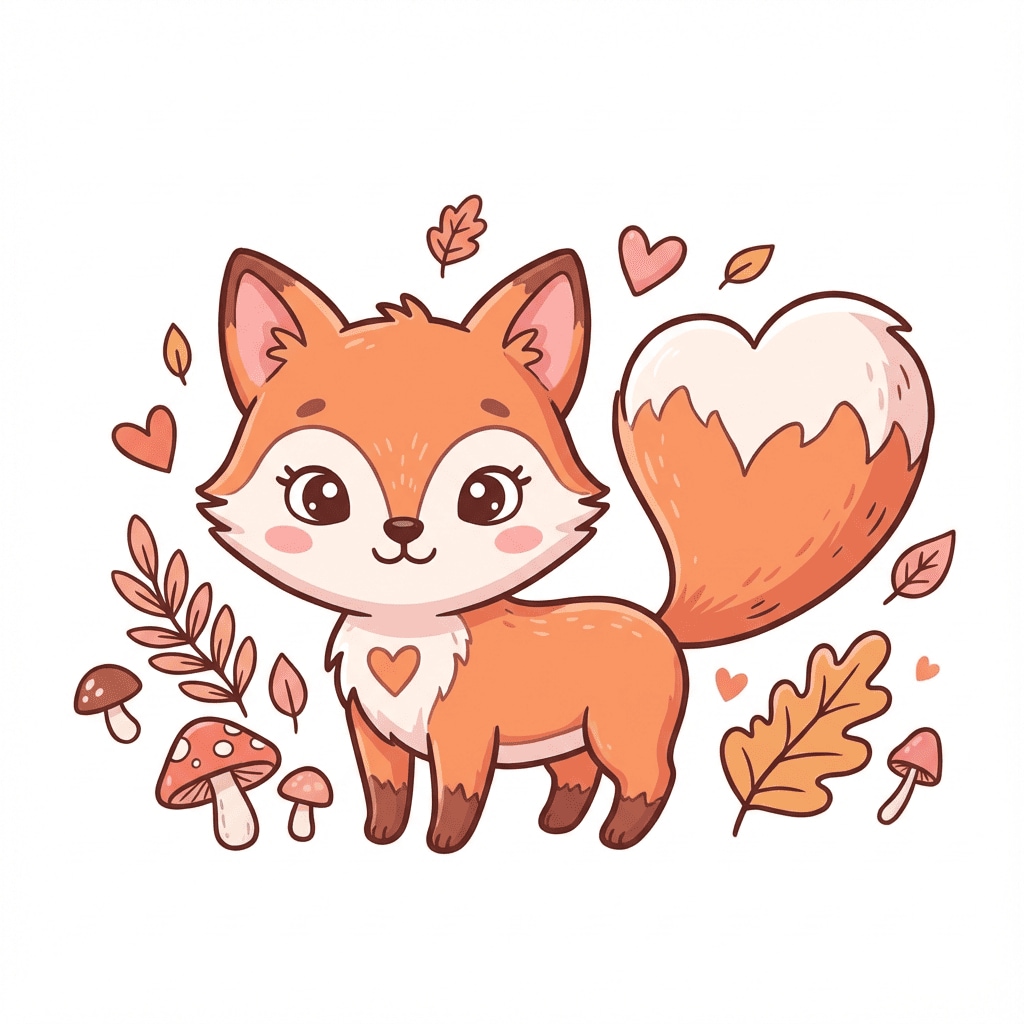 Fox heart tail clipart