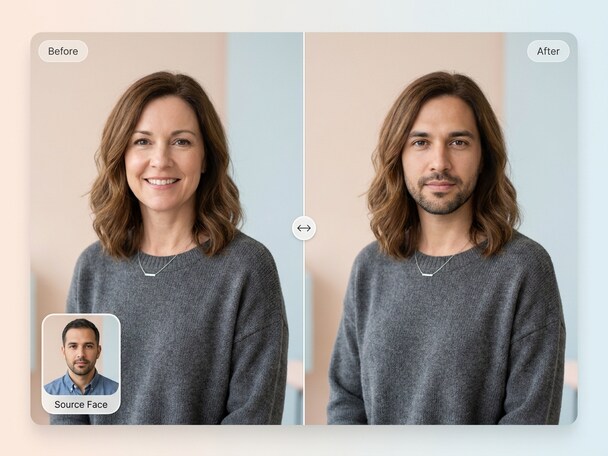 Before and after funny face changer online selfie