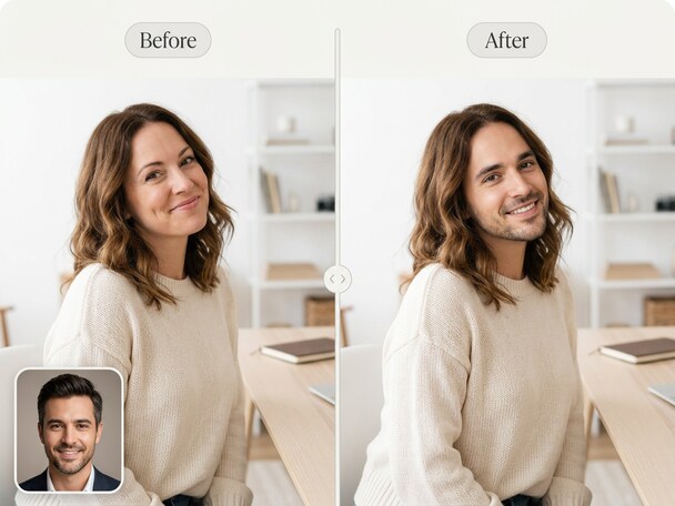Group photo using funny face changer online