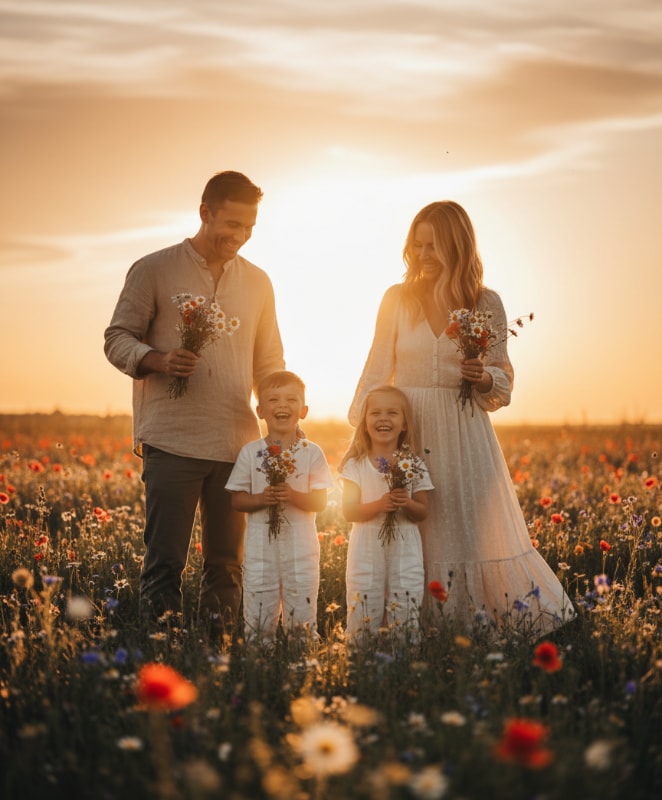 Gemini Family Flower Sunset Field 20