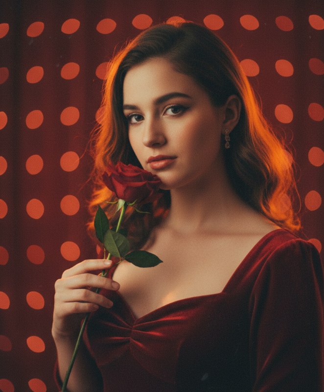 Gemini Red Rose Retro Girl 3