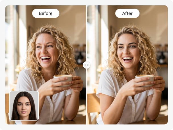 Funny meme GIF face swap of two friends laughing