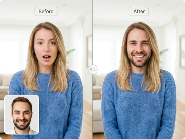 Example of animated GIF face swap created with Media.io