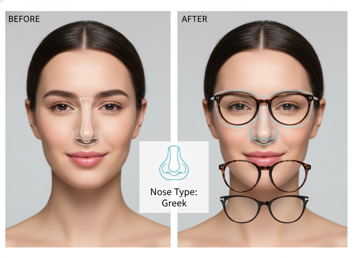Matching glasses frames using nose shape test