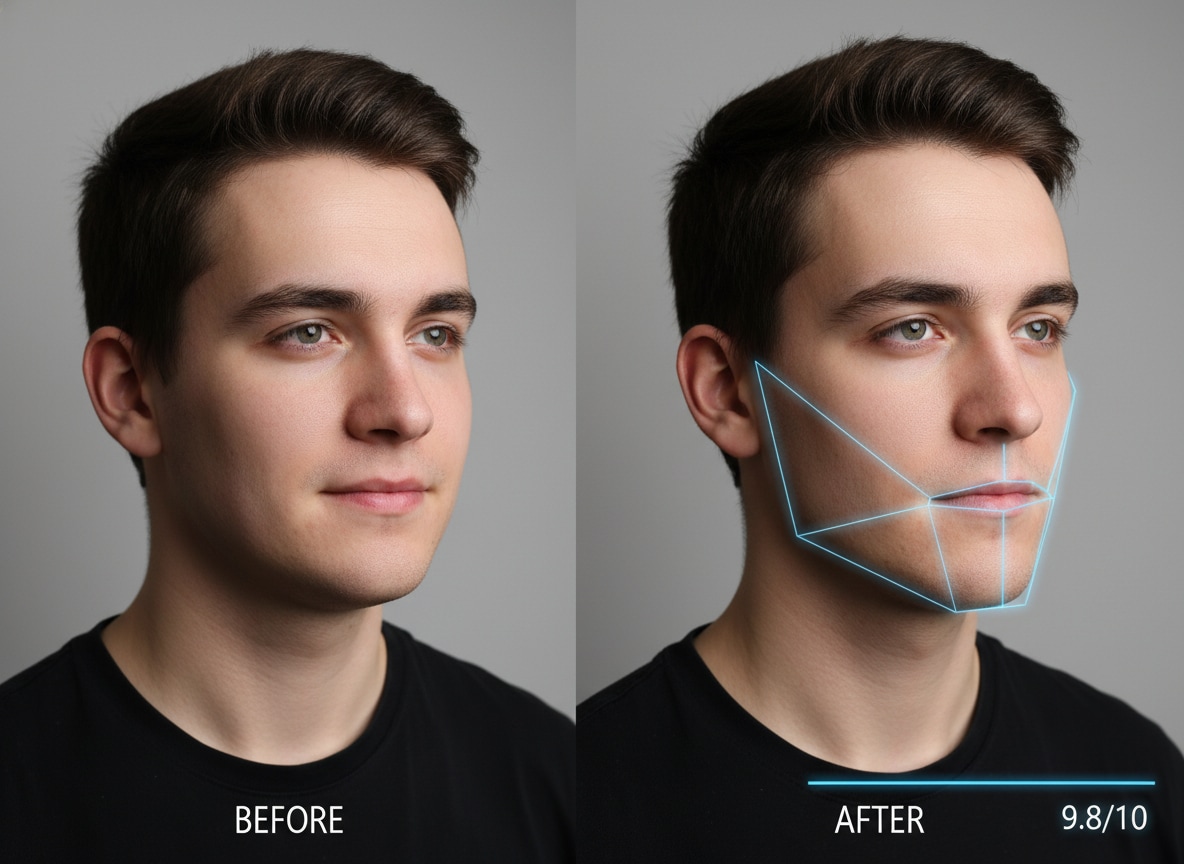 Before and after jawline test for glowing up