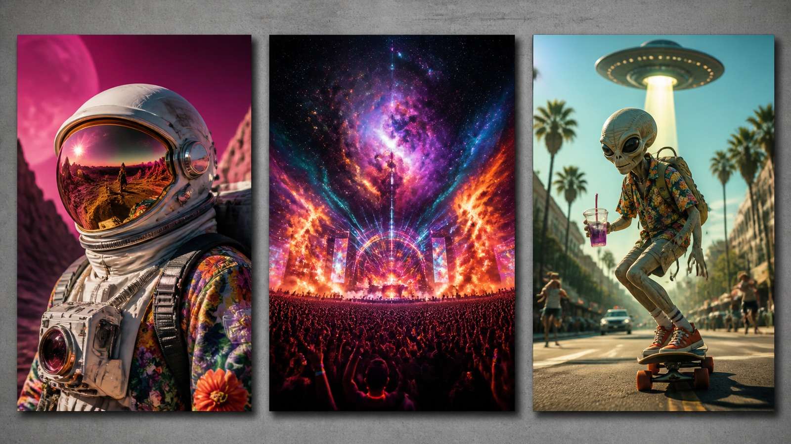 Bold social-ready AI image concepts representing Grok Imagine creative exploration