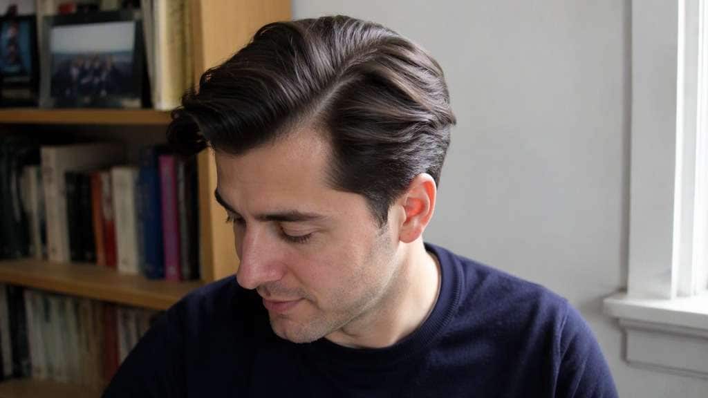 Deep Left Side Part hairstyle