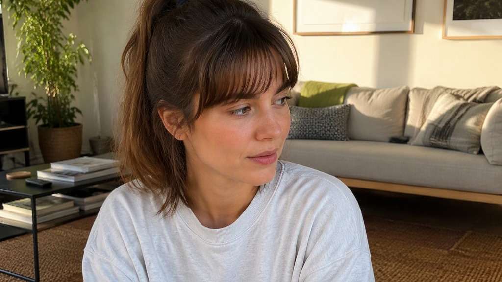 Half Ponytail With Bangs hairstyle