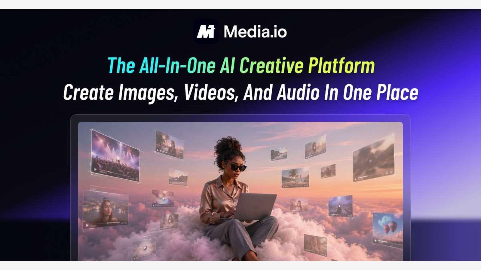 Media.io AI image generator English interface and generated visual example