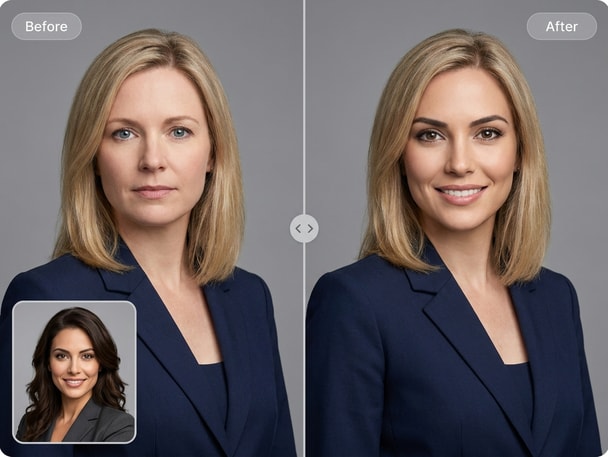AI headshot face swap showing realistic portrait blending