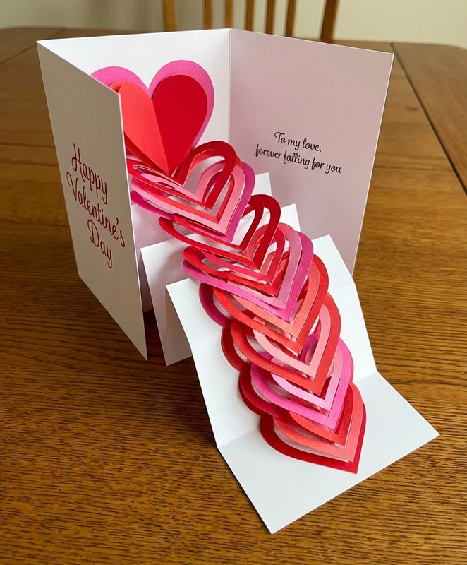 Heart Waterfall Pop-Up Valentine Card for Boyfriend