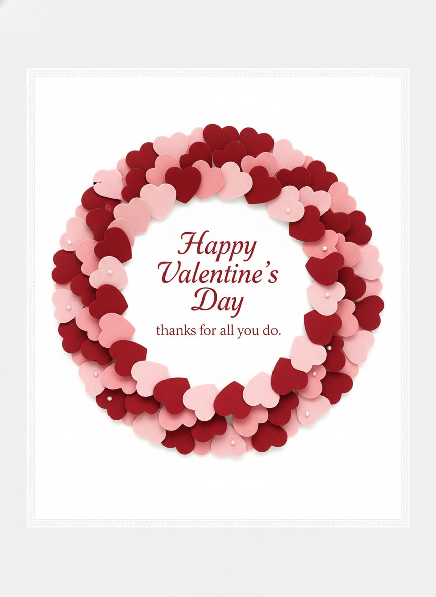 Heart Wreath Thanks Card