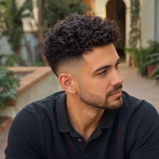 High Fade Curly Crown hairstyle preview