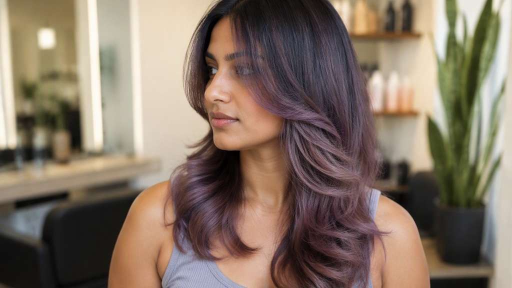 Pastel-Toned Hime Editorial hair on an adult model, showing subtle pastel tint on original hair while retaining blunt face locks and long ba
