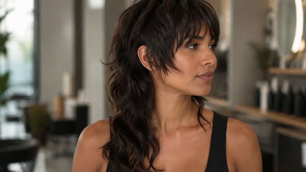 Wavy-Back Hime Cut hair on an adult model, showing short sharp front locks preserved, back section loosely wavy and distinctly much