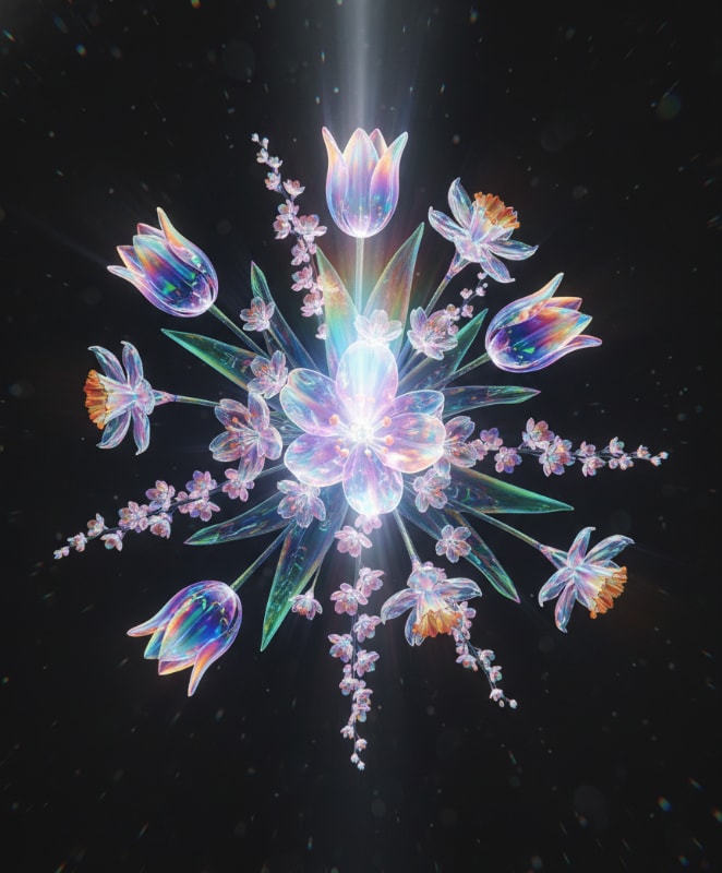 Holographic Spring Flowers Ai 11