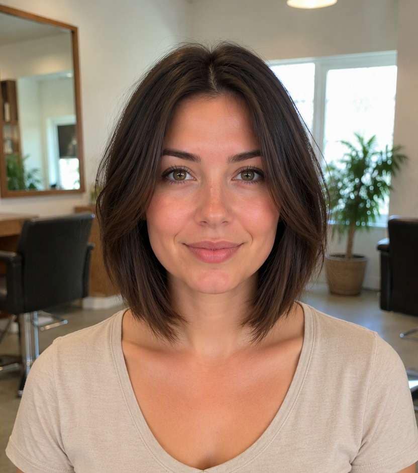 Stacked inverted bob angled profile