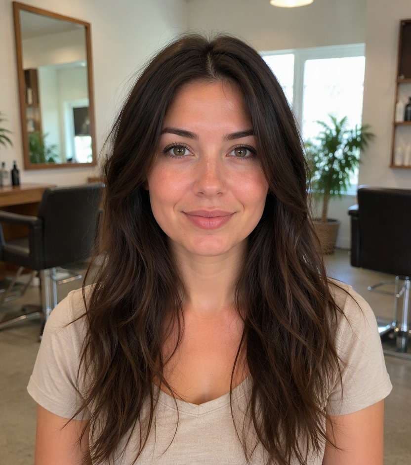 Long hairstyle before inverted bob