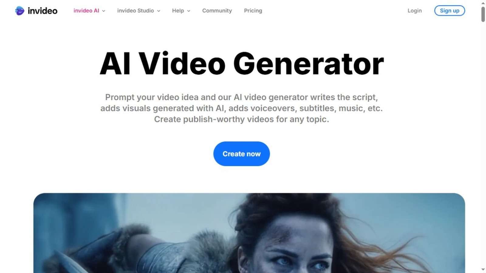 InVideo AI official prompt-to-video generator interface